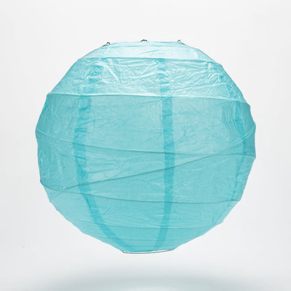24" Baby Blue Round Paper Lantern, Crisscross Ribbing, Hanging Decoration - PaperLanternStore.com - Paper Lanterns, Decor, Party Lights & More