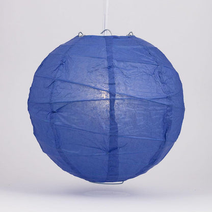 BULK PACK (12) 20" Dark Blue Round Paper Lantern, Crisscross Ribbing, Chinese Hanging Wedding & Party Decoration