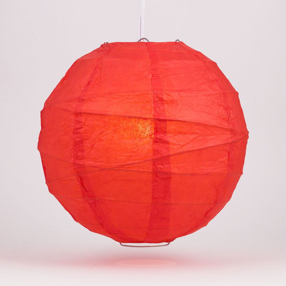 36" Red Jumbo Round Paper Lantern, Crisscross Ribbing, Chinese Hanging Wedding & Party Decoration - PaperLanternStore.com - Paper Lanterns, Decor, Party Lights & More