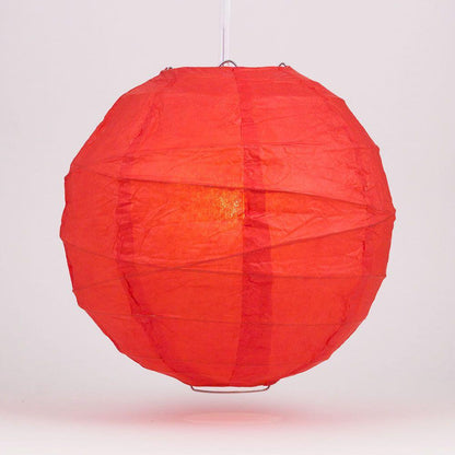 5-PACK 14" Red Round Paper Lantern, Crisscross Ribbing, Chinese Hanging Wedding & Party Decoration