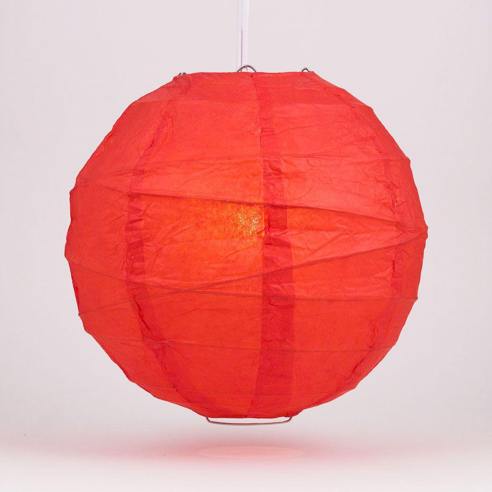 BULK PACK (12) 20" Red Round Paper Lantern, Crisscross Ribbing, Chinese Hanging Wedding & Party Decoration