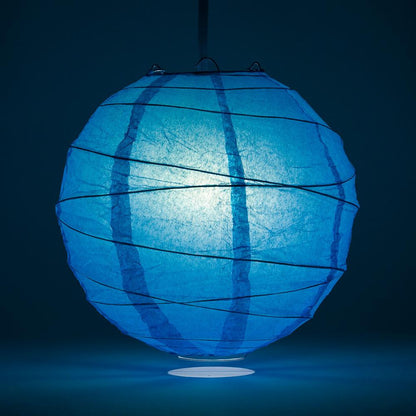 5-PACK 24" Turquoise Round Paper Lantern, Crisscross Ribbing, Chinese Hanging Wedding & Party Decoration