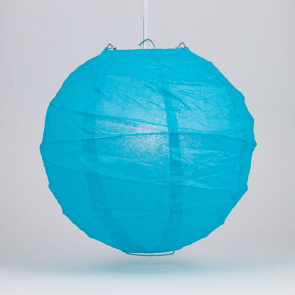 BULK PACK (12) 24" Turquoise Round Paper Lantern, Crisscross Ribbing, Chinese Hanging Wedding & Party Decoration
