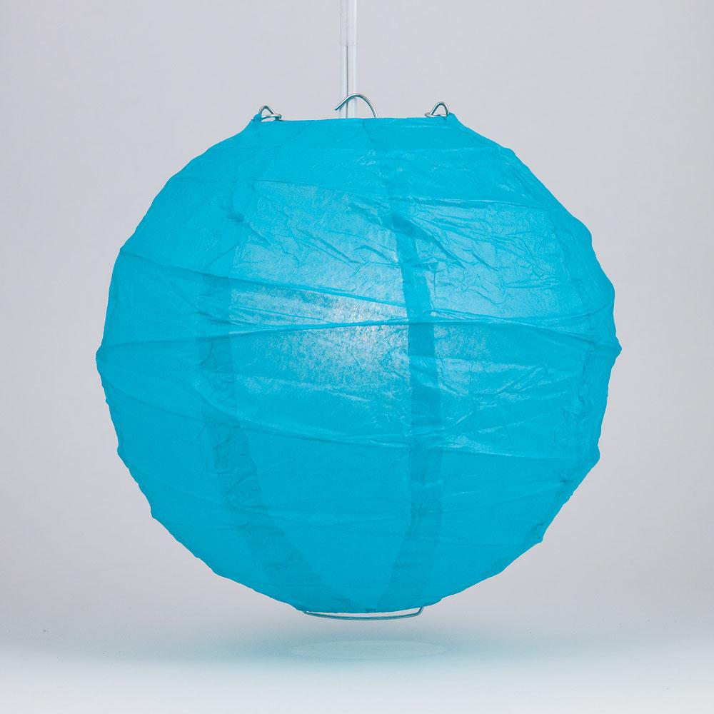 5-PACK 20" Turquoise Round Paper Lantern, Crisscross Ribbing, Chinese Hanging Wedding & Party Decoration