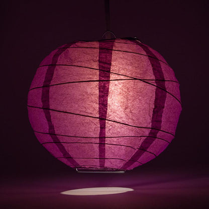 BLOWOUT BULK PACK (12) 24" Violet / Orchid Round Paper Lantern, Crisscross Ribbing, Chinese Hanging Wedding & Party Decoration