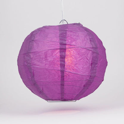 5-PACK 8" Violet / Orchid Round Paper Lantern, Crisscross Ribbing, Chinese Hanging Wedding & Party Decoration