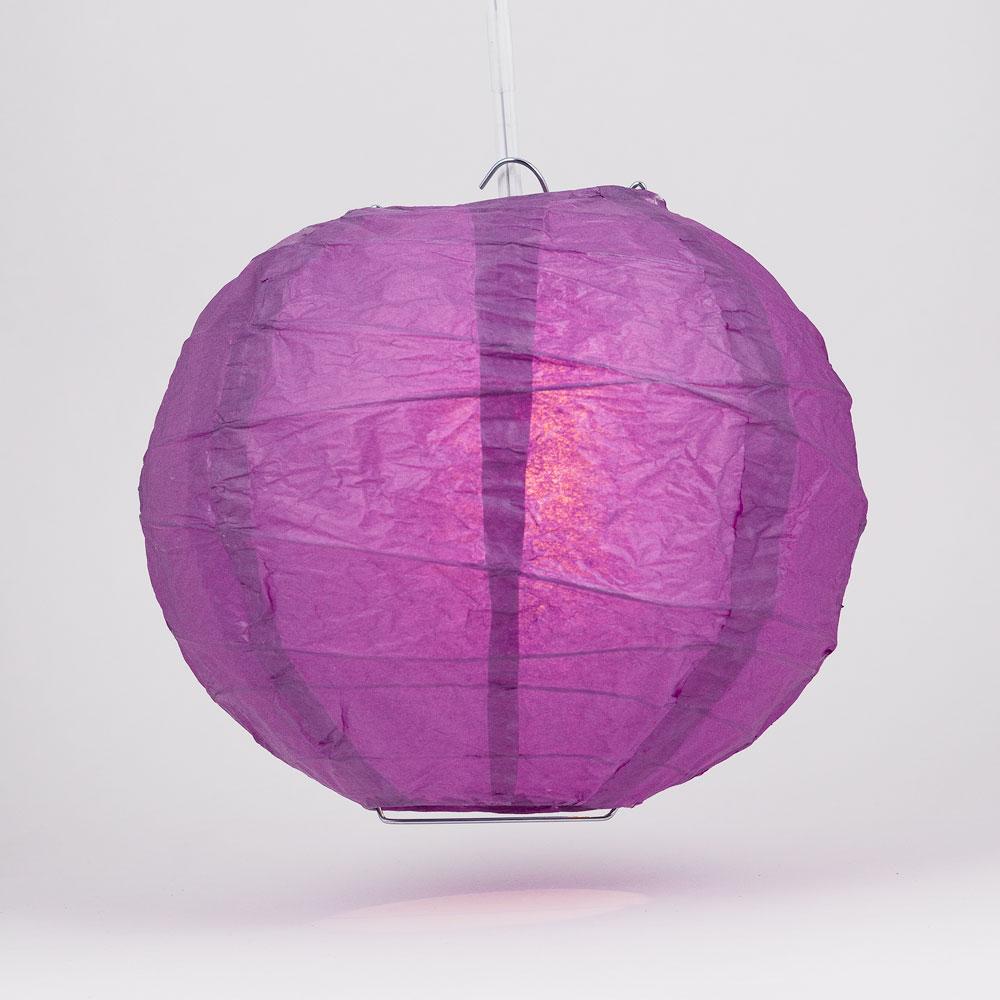 BLOWOUT BULK PACK (12) 24" Violet / Orchid Round Paper Lantern, Crisscross Ribbing, Chinese Hanging Wedding & Party Decoration