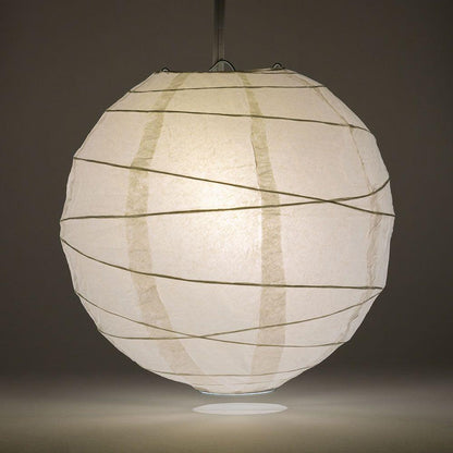 BULK PACK (50) 16" White Round Paper Lantern, Crisscross Ribbing, Chinese Hanging Wedding & Party Decoration