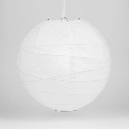 BULK PACK (50) 14" White Round Paper Lantern, Crisscross Ribbing, Chinese Hanging Wedding & Party Decoration