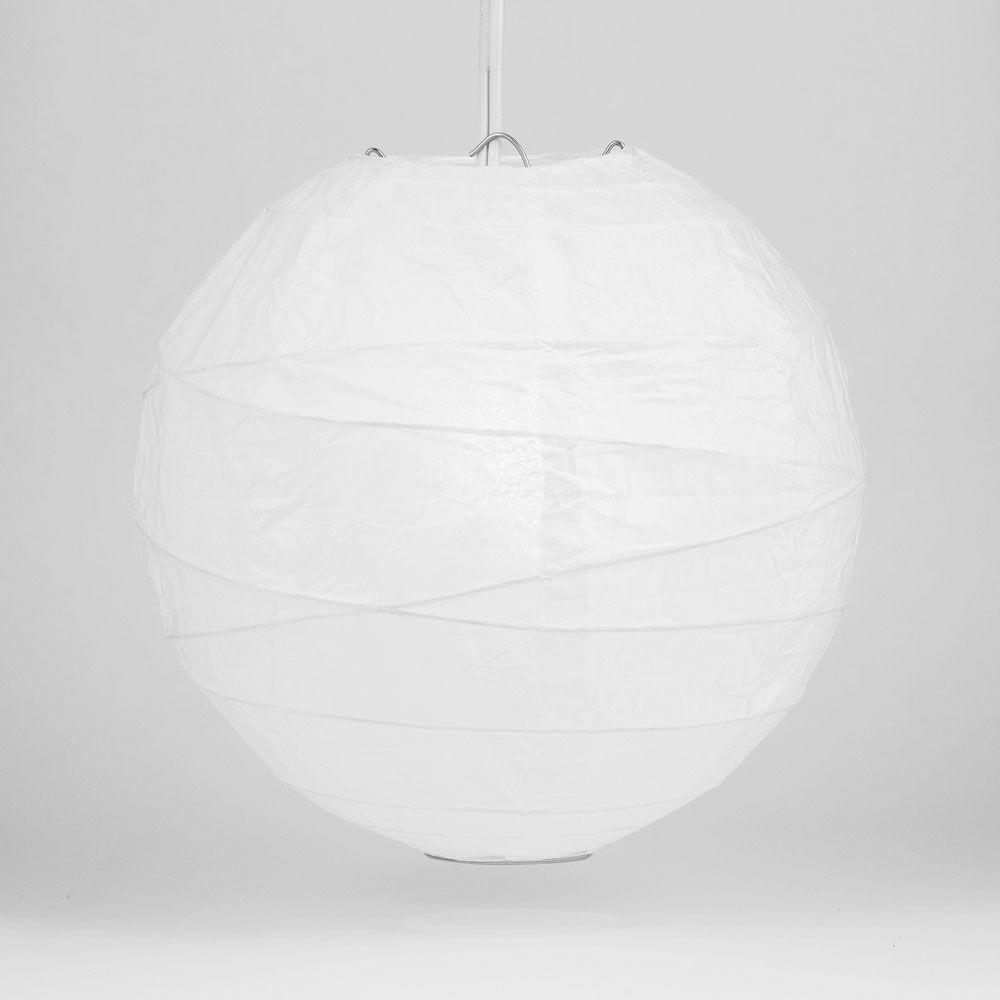 BULK PACK (100) 14" White Round Paper Lantern, Crisscross Ribbing, Chinese Hanging Wedding & Party Decoration