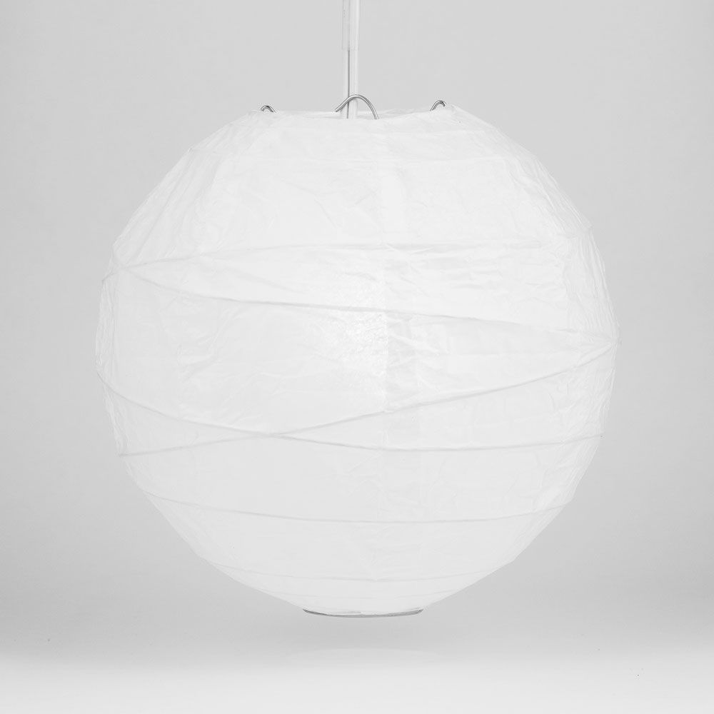 30" White Jumbo Round Paper Lantern, Crisscross Ribbing, Chinese Hanging Wedding & Party Decoration - PaperLanternStore.com - Paper Lanterns, Decor, Party Lights & More