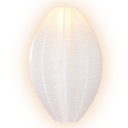 Jumbo White Kawaii Unique Oval Egg Shaped Shimmering Nylon Lantern, 24-inch x 36-inch