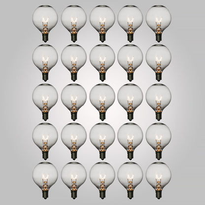 Clear 5-Watt Incandescent G40 Globe Light Bulbs, E12 Base (25 PACK) - PaperLanternStore.com - Paper Lanterns, Decor, Party Lights & More