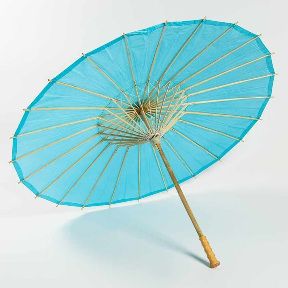 BULK PACK (10-Pack) 32" Water Blue Paper Parasol Umbrella with Elegant Handle