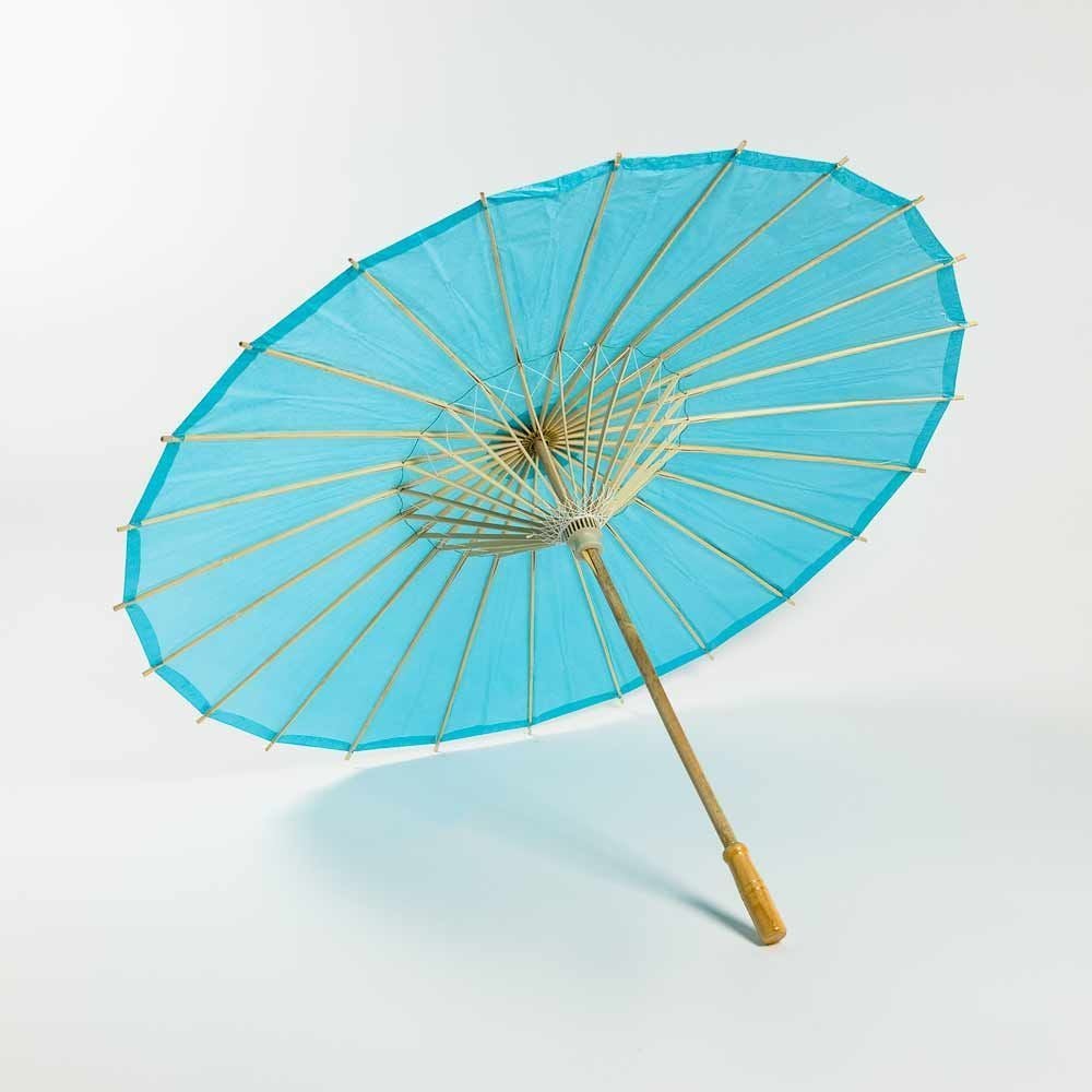32" Water Blue Paper Parasol Umbrella - PaperLanternStore.com - Paper Lanterns, Decor, Party Lights & More