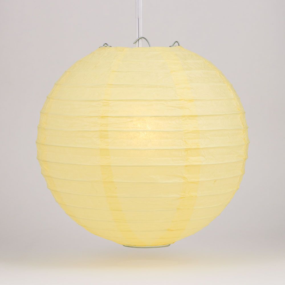 30" Lemon Yellow Jumbo Round Paper Lantern, Even Ribbing, Chinese Hanging Wedding & Party Decoration - PaperLanternStore.com - Paper Lanterns, Decor, Party Lights & More