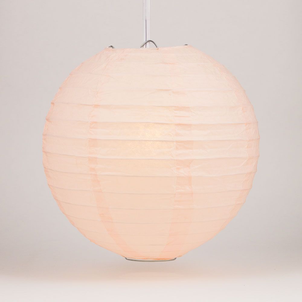 30" Rose Quartz Pink Jumbo Round Paper Lantern, Even Ribbing, Chinese Hanging Wedding & Party Decoration - PaperLanternStore.com - Paper Lanterns, Decor, Party Lights & More