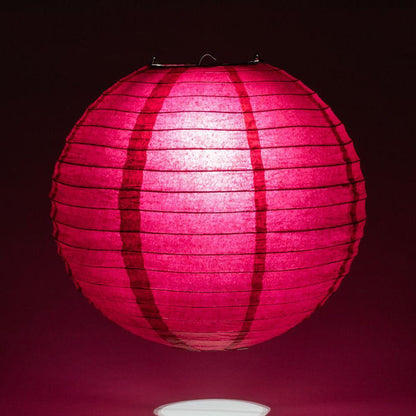 BULK PACK (5) 8" Velvet Rose Red Round Paper Lantern, Even Ribbing, Hanging Decoration - PaperLanternStore.com - Paper Lanterns, Decor, Party Lights & More