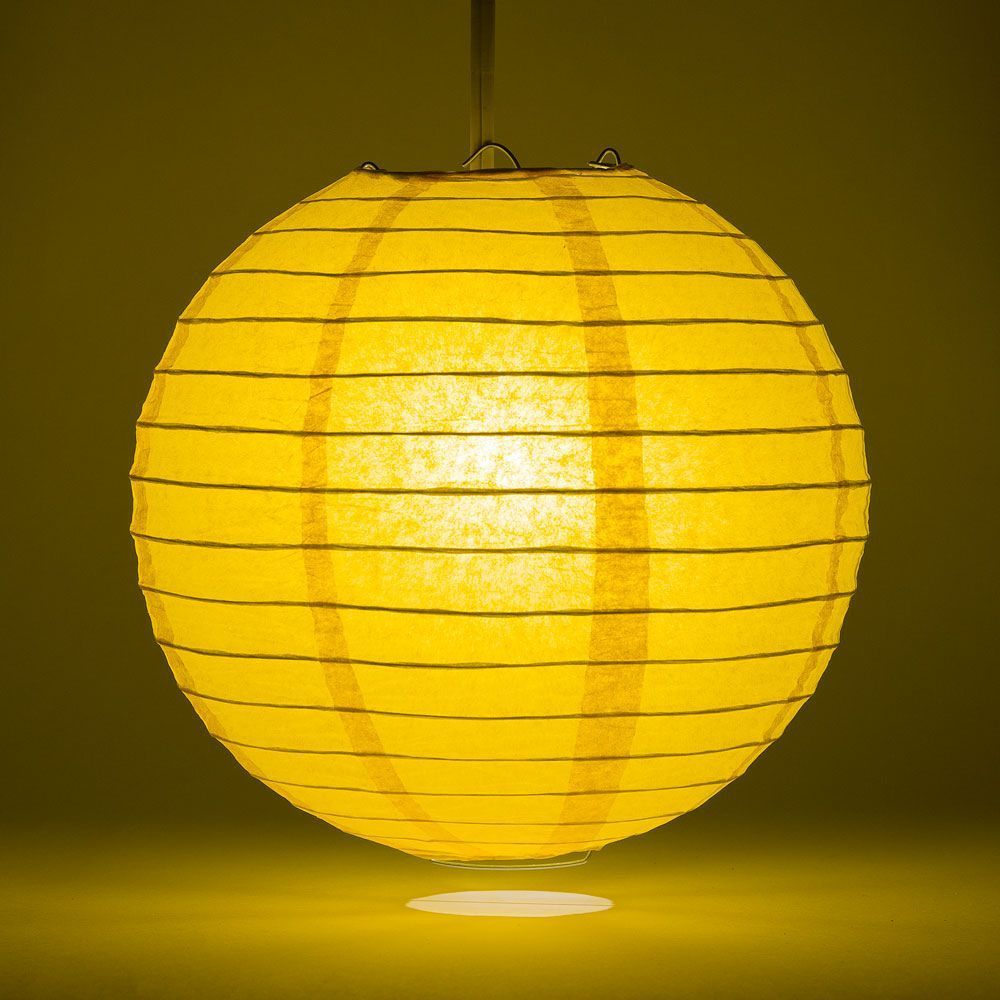 30" Yellow-Orange Jumbo Round Paper Lantern, Even Ribbing, Chinese Hanging Wedding & Party Decoration - PaperLanternStore.com - Paper Lanterns, Decor, Party Lights & More