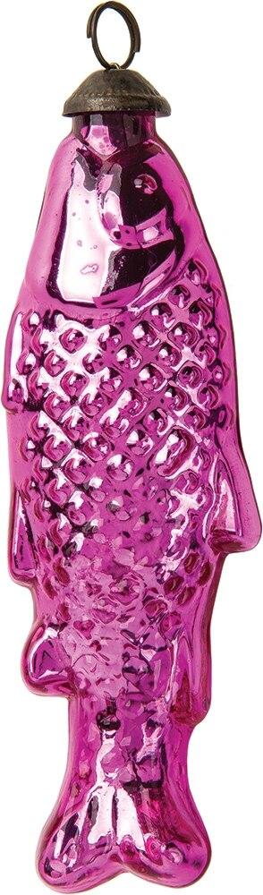 Mercury Glass Fish Ornament, Medium Fuchsia - PaperLanternStore.com - Paper Lanterns, Decor, Party Lights & More