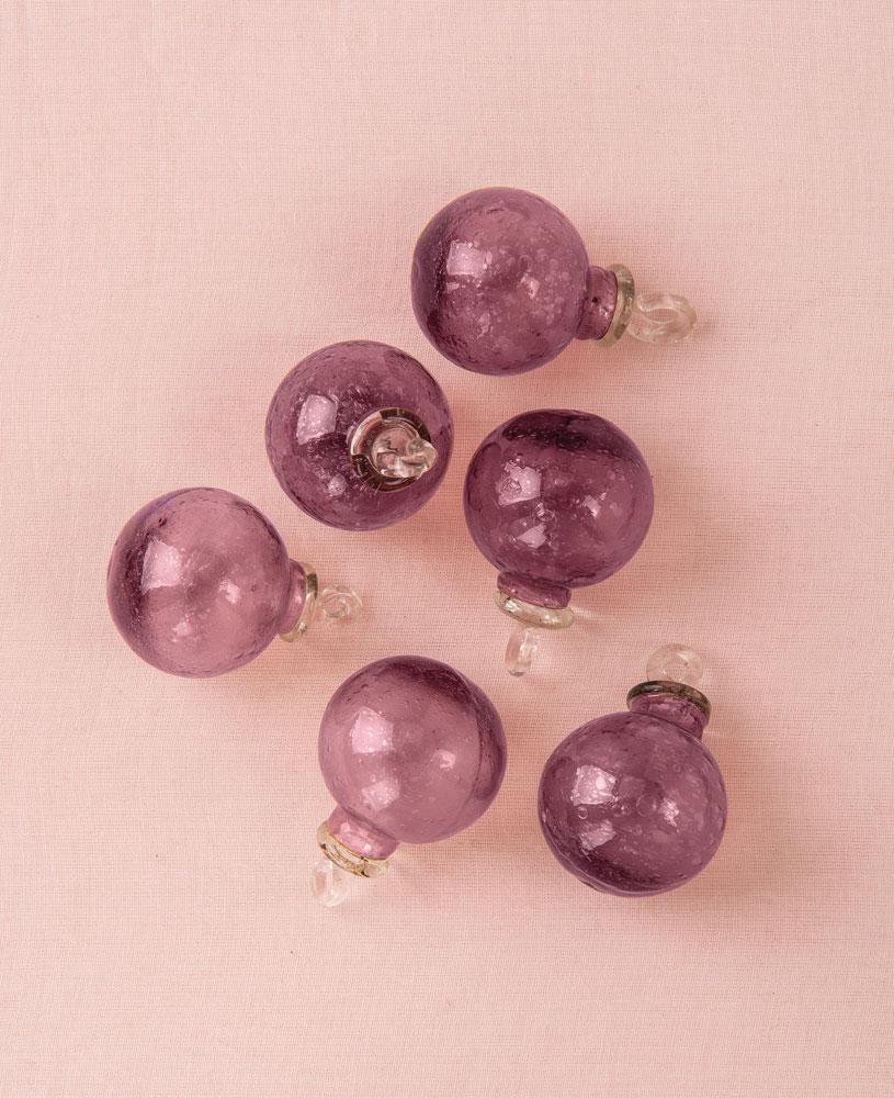 Purple Cassandra Mini Recycled Glass Ball Ornament, Set of 6 - PaperLanternStore.com - Paper Lanterns, Decor, Party Lights & More