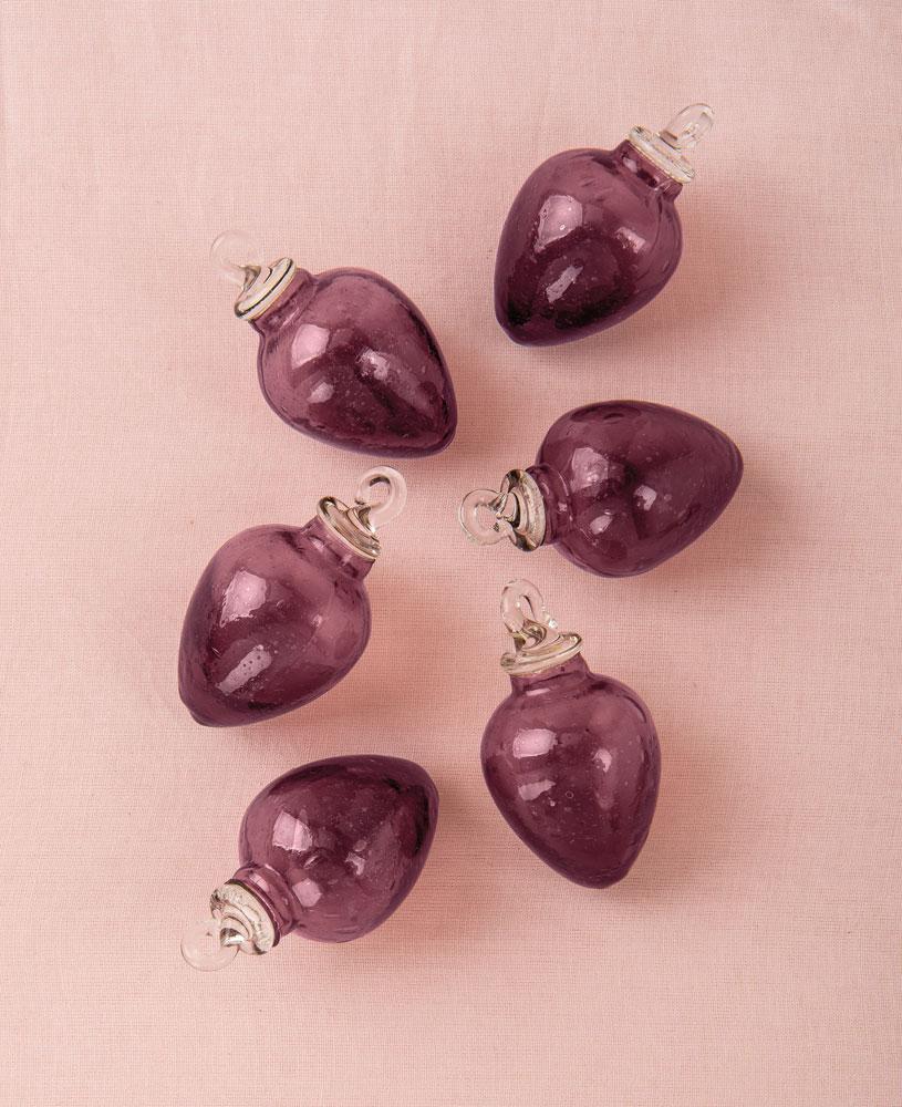 Purple Raine Mini Recycled Glass Bulb Ornament, Set of 6 - PaperLanternStore.com - Paper Lanterns, Decor, Party Lights & More