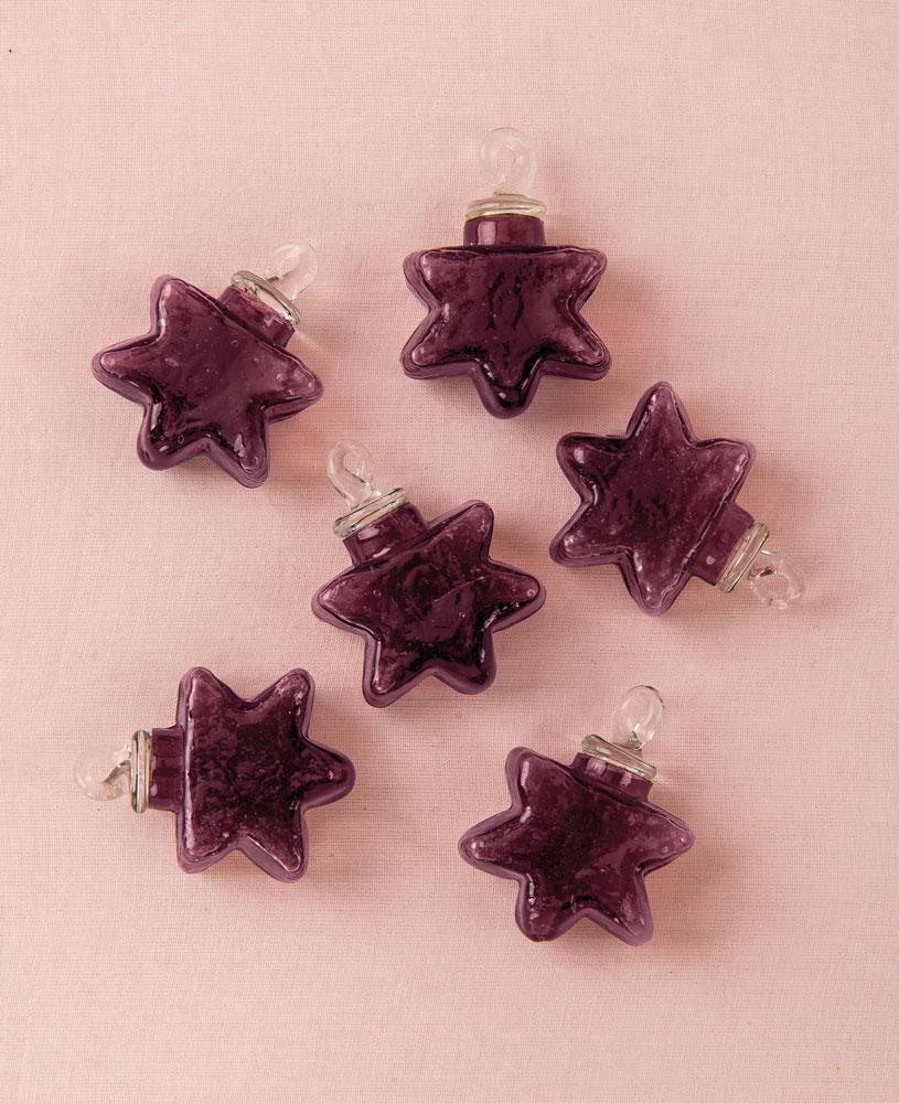 Purple Imogen Mini Recycled Glass Star Ornament, Set of 6 - PaperLanternStore.com - Paper Lanterns, Decor, Party Lights & More