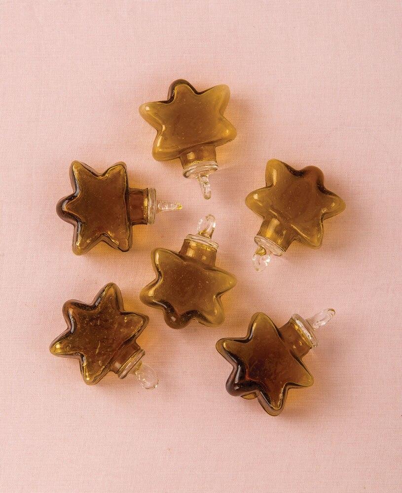 Root Beer Brown Imogen Mini Recycled Glass Star Ornament, Set of 6 - PaperLanternStore.com - Paper Lanterns, Decor, Party Lights & More