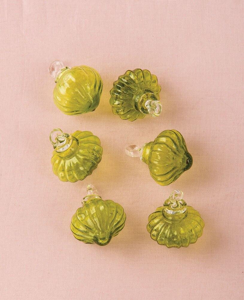 Bottle Green Lucy Mini Recycled Glass Bulb Ornament, Set of 6 - PaperLanternStore.com - Paper Lanterns, Decor, Party Lights & More