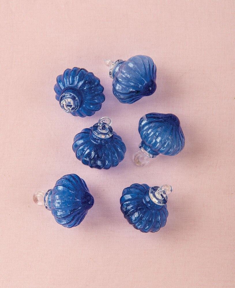 Cobalt Blue Lucy Mini Recycled Glass Bulb Ornament, Set of 6 - PaperLanternStore.com - Paper Lanterns, Decor, Party Lights & More