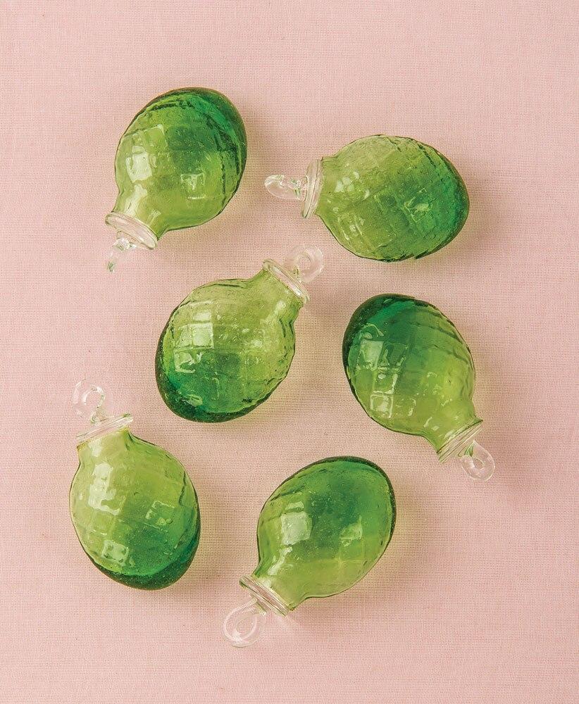 Light Green Willow Mini Recycled Glass Ornament, Set of 6 - PaperLanternStore.com - Paper Lanterns, Decor, Party Lights & More