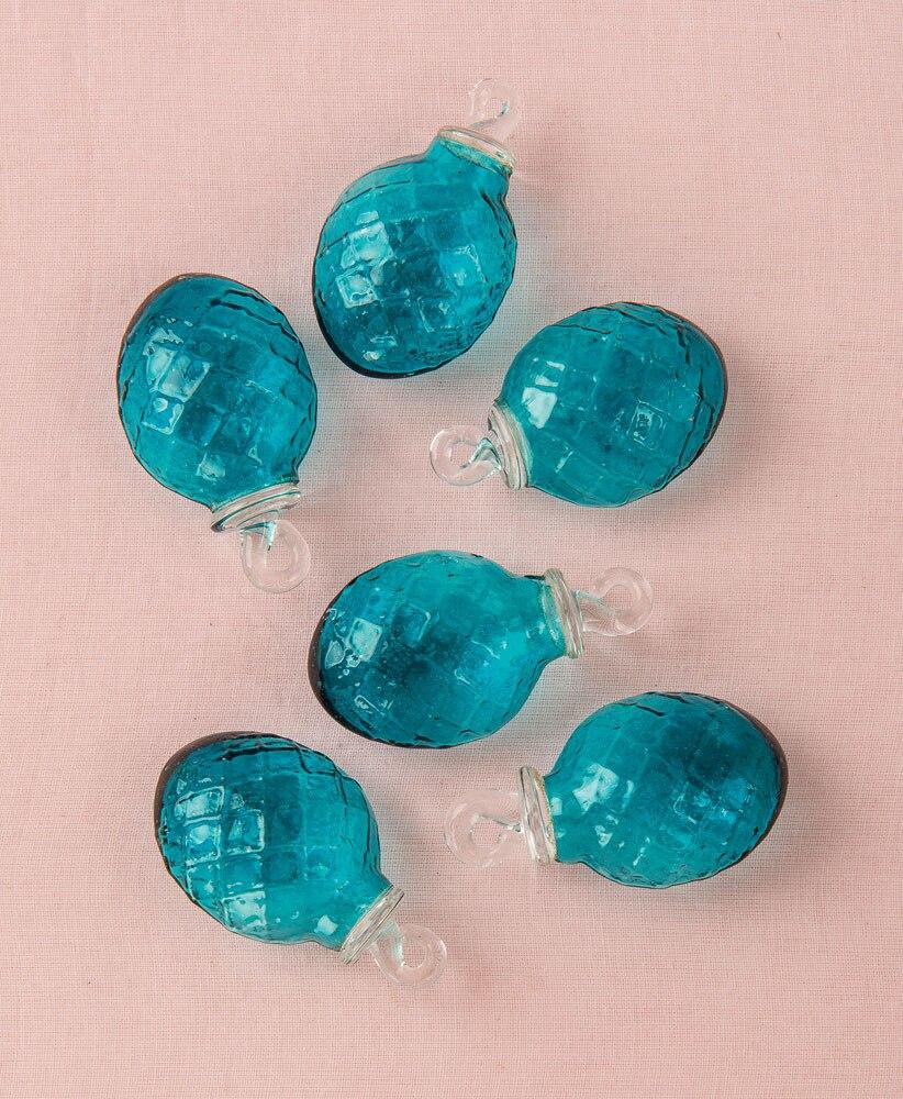 Teal Willow Mini Recycled Glass Ornament, Set of 6 - PaperLanternStore.com - Paper Lanterns, Decor, Party Lights & More