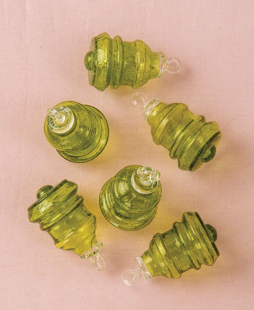 Bottle Green Bella Mini Recycled Glass Ornament, Set of 6 - PaperLanternStore.com - Paper Lanterns, Decor, Party Lights & More