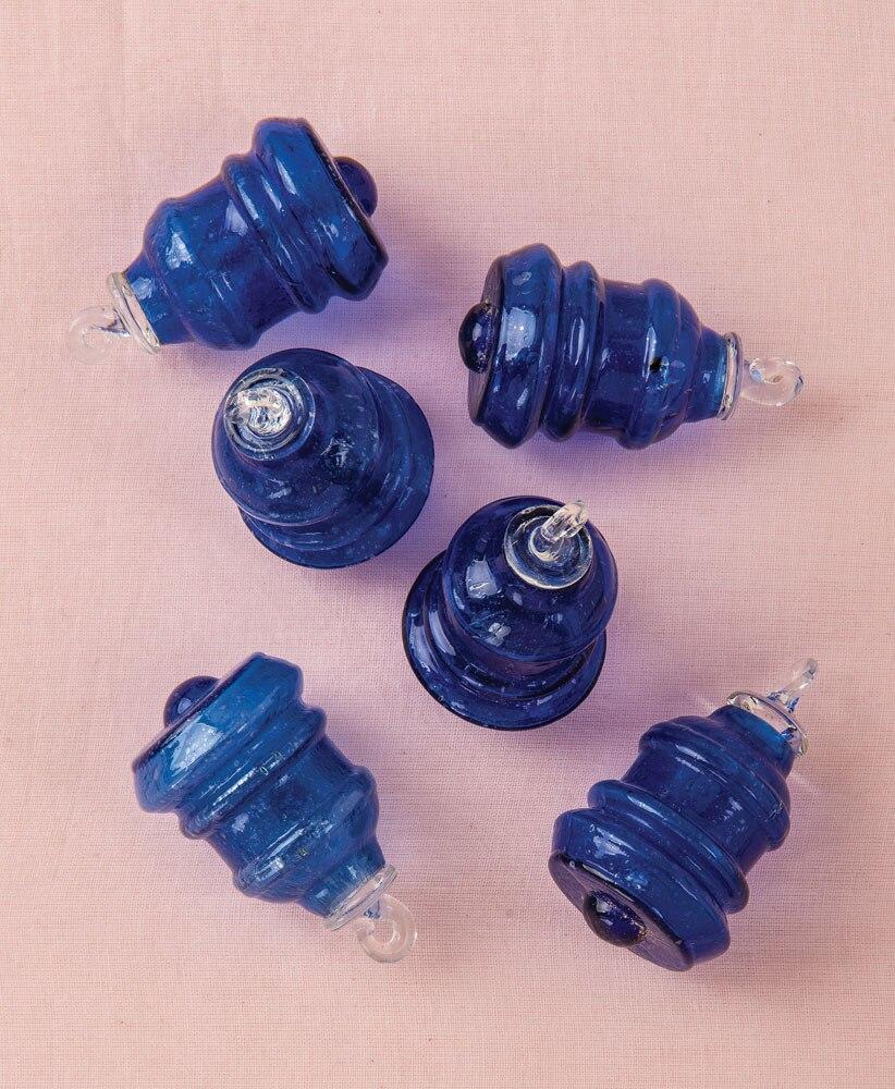 Cobalt Blue Bella Mini Recycled Glass Ornament, Set of 6 - PaperLanternStore.com - Paper Lanterns, Decor, Party Lights & More