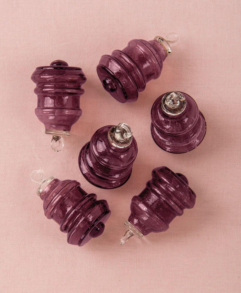 Purple Bella Mini Recycled Glass Ornament, Set of 6 - PaperLanternStore.com - Paper Lanterns, Decor, Party Lights & More