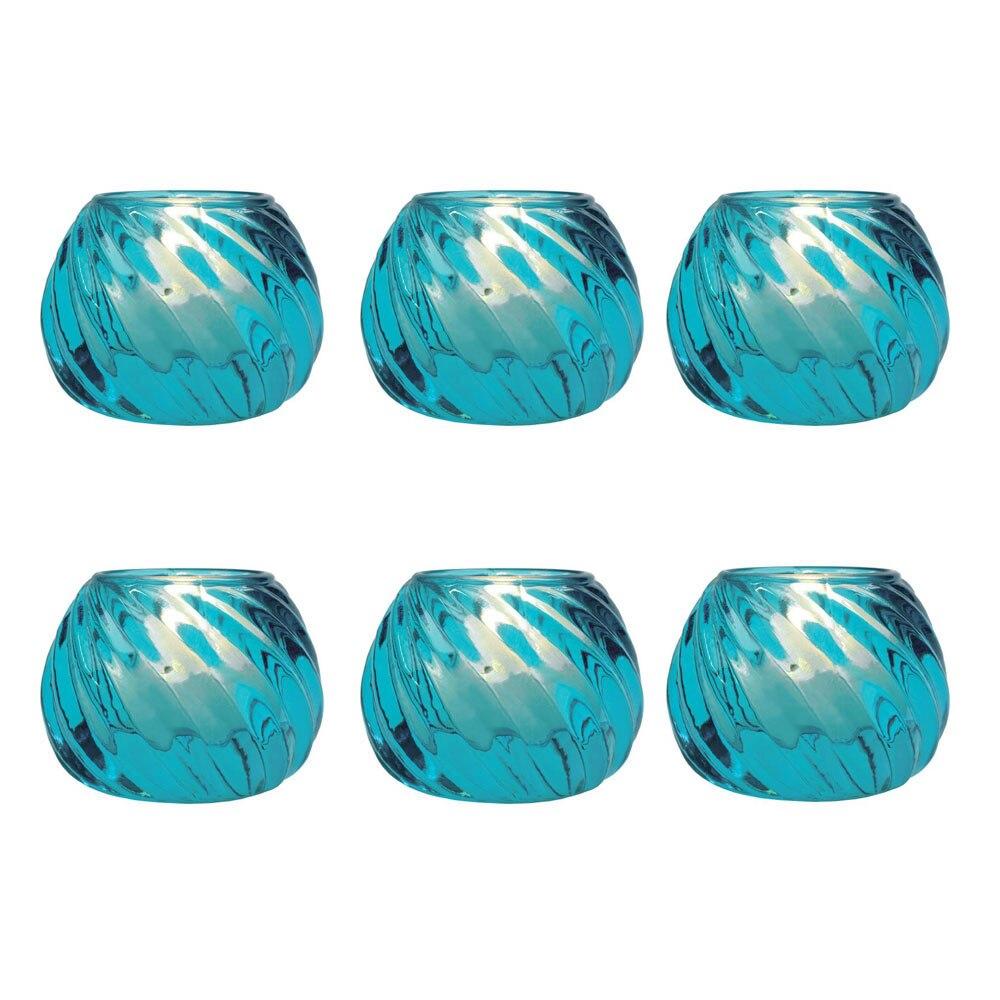 Turquoise Blue Isabella Glass Candle Holder, Set of 6 - PaperLanternStore.com - Paper Lanterns, Decor, Party Lights & More