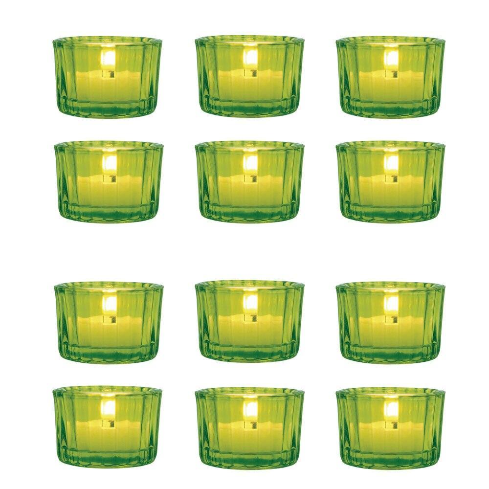Chartreuse Green Cleo Colored Glass Tealight Holder, Set of 12 - PaperLanternStore.com - Paper Lanterns, Decor, Party Lights & More