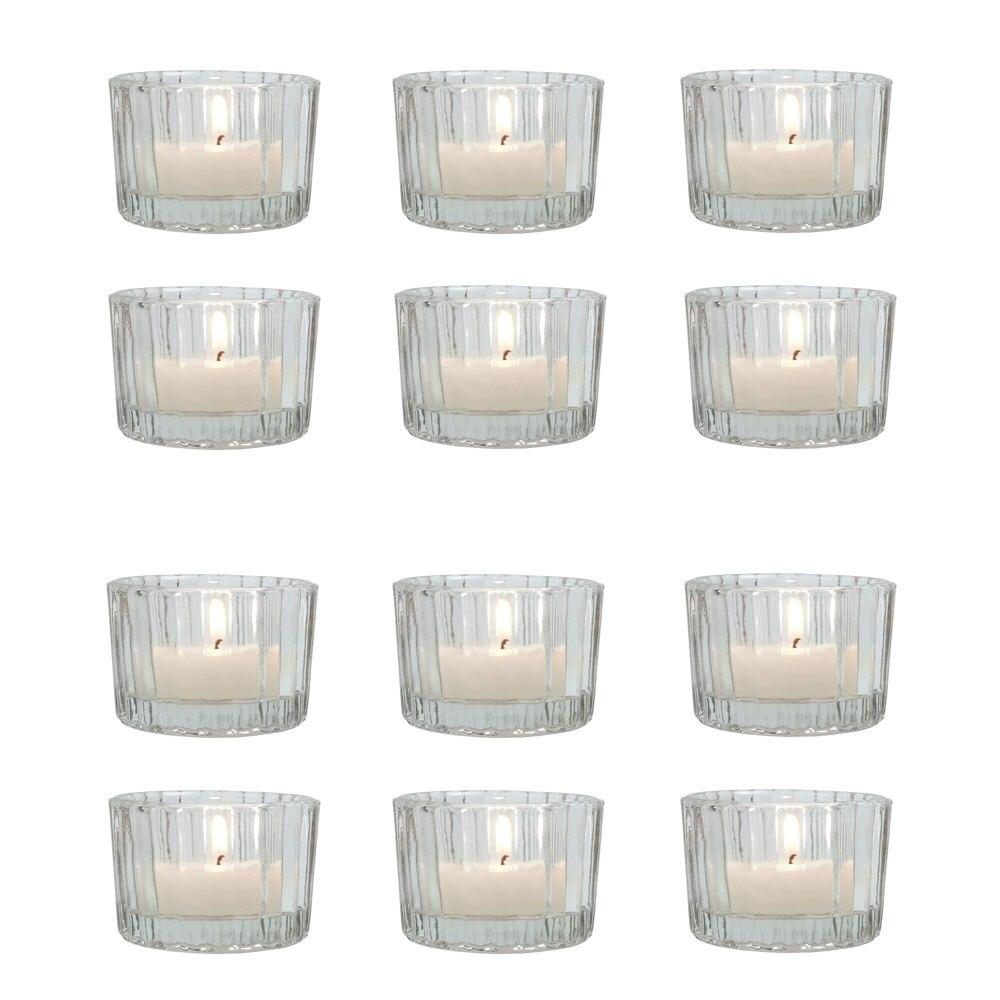 Clear Cleo Colored Glass Tealight Holder, Set of 12 - PaperLanternStore.com - Paper Lanterns, Decor, Party Lights & More