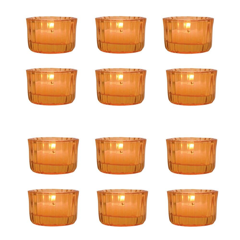 Orange Cleo Colored Glass Tealight Holder, Set of 12 - PaperLanternStore.com - Paper Lanterns, Decor, Party Lights & More