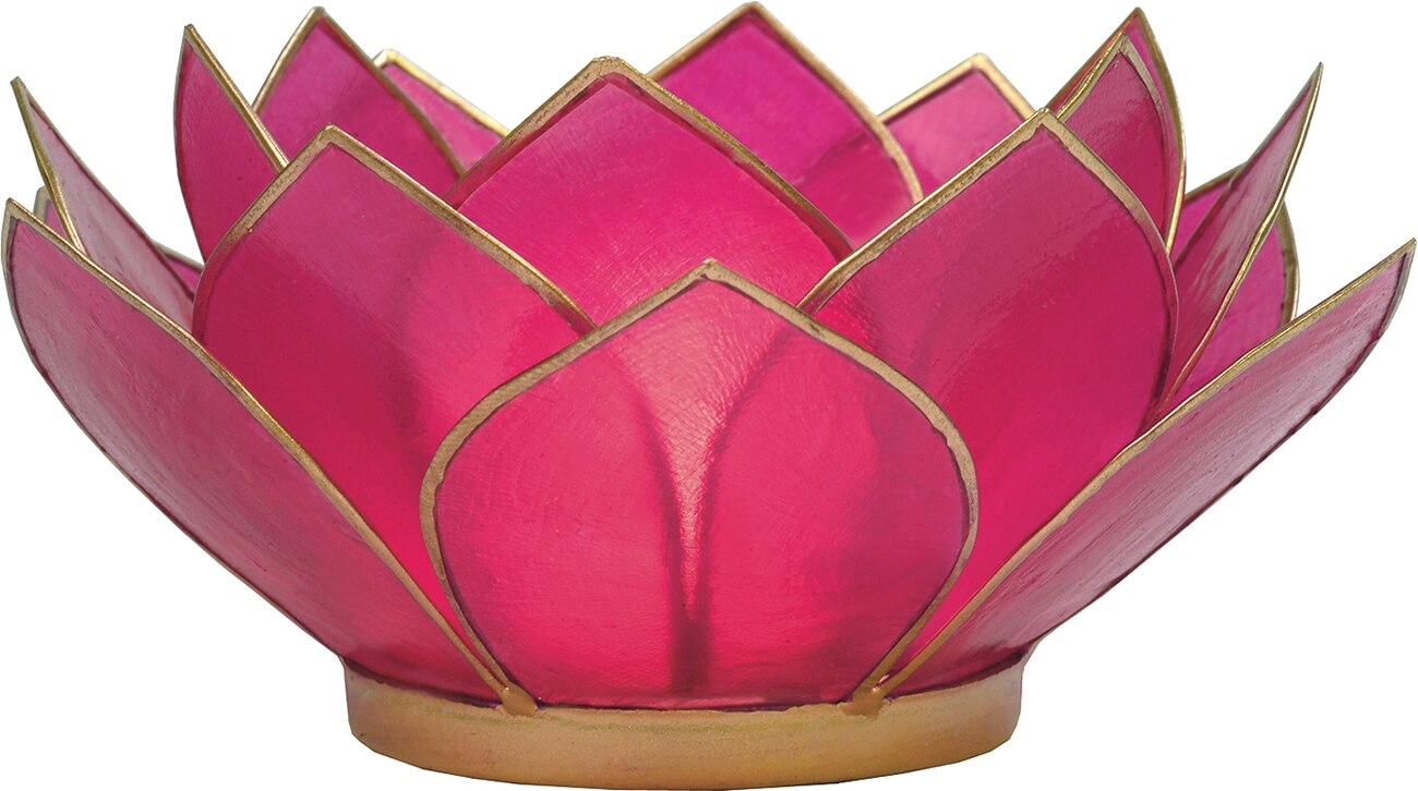 Fuchsia Pink & Gold Nani Medium Capiz Lotus Candle Holder - PaperLanternStore.com - Paper Lanterns, Decor, Party Lights & More