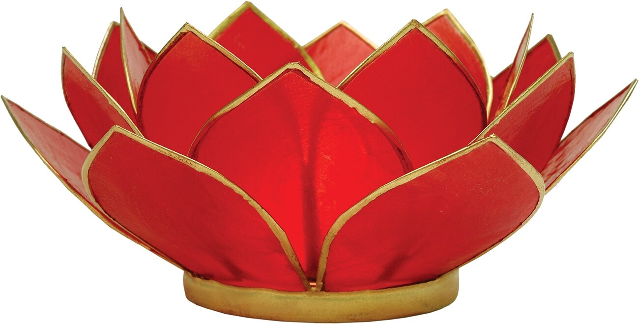 Red & Gold Nani Medium Capiz Lotus Candle Holder - PaperLanternStore.com - Paper Lanterns, Decor, Party Lights & More