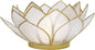 White & Gold Nani Medium Capiz Lotus Candle Holder - PaperLanternStore.com - Paper Lanterns, Decor, Party Lights & More