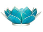 Turquoise Blue & Silver Nani Medium Capiz Lotus Candle Holder - PaperLanternStore.com - Paper Lanterns, Decor, Party Lights & More