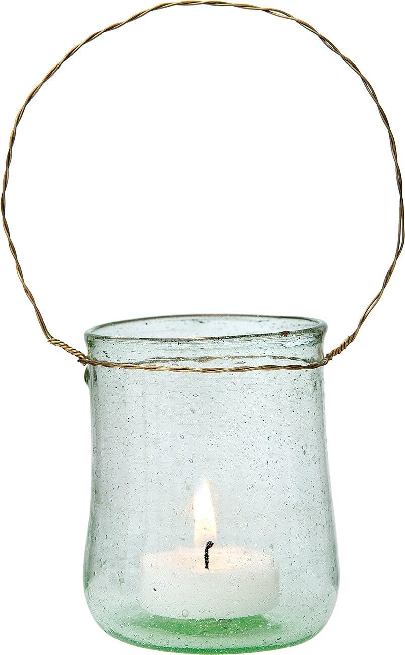 Light Green Sand Piper Recycled Glass Hanging Candle Holder - PaperLanternStore.com - Paper Lanterns, Decor, Party Lights & More