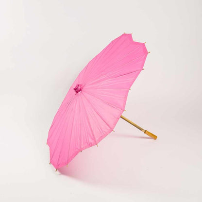 32" Fuchsia Paper Parasol Umbrella, Scallop Blossom Shaped - PaperLanternStore.com - Paper Lanterns, Decor, Party Lights & More