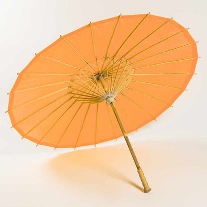 BULK PACK (6-Pack) 32" Orange Paper Parasol Umbrella with Elegant Handle