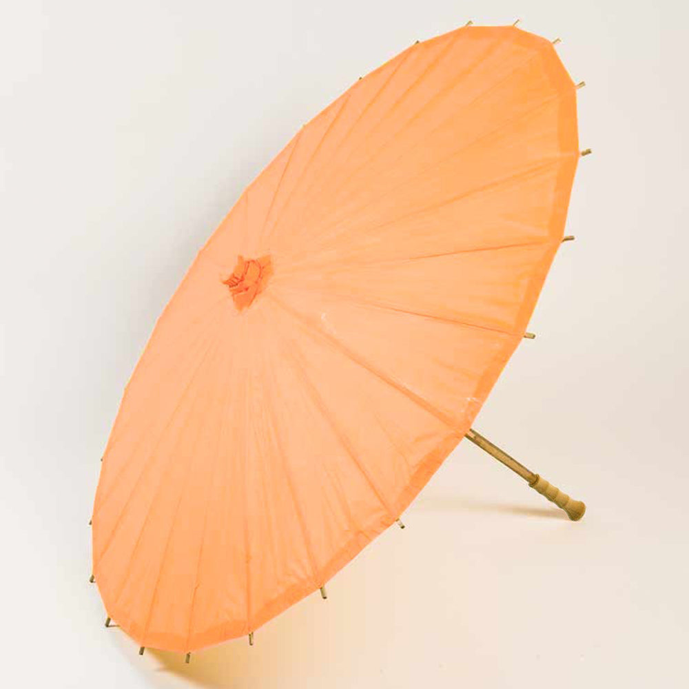 BULK PACK (6-Pack) 32" Orange Paper Parasol Umbrella with Elegant Handle