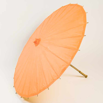 BULK PACK (6-Pack) 32" Orange Paper Parasol Umbrella with Elegant Handle