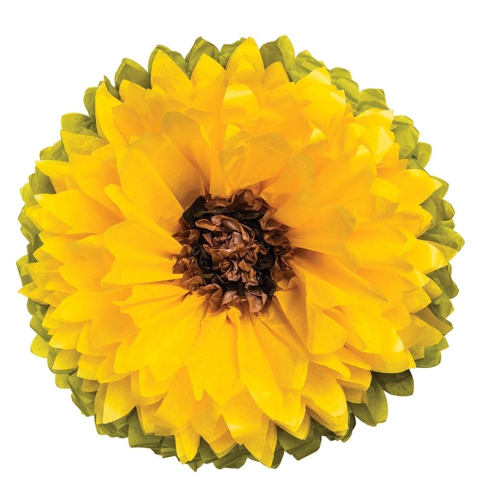 Giant Tissue 24 Inch Paper Sunflower  Pom Pom - PaperLanternStore.com - Paper Lanterns, Decor, Party Lights & More