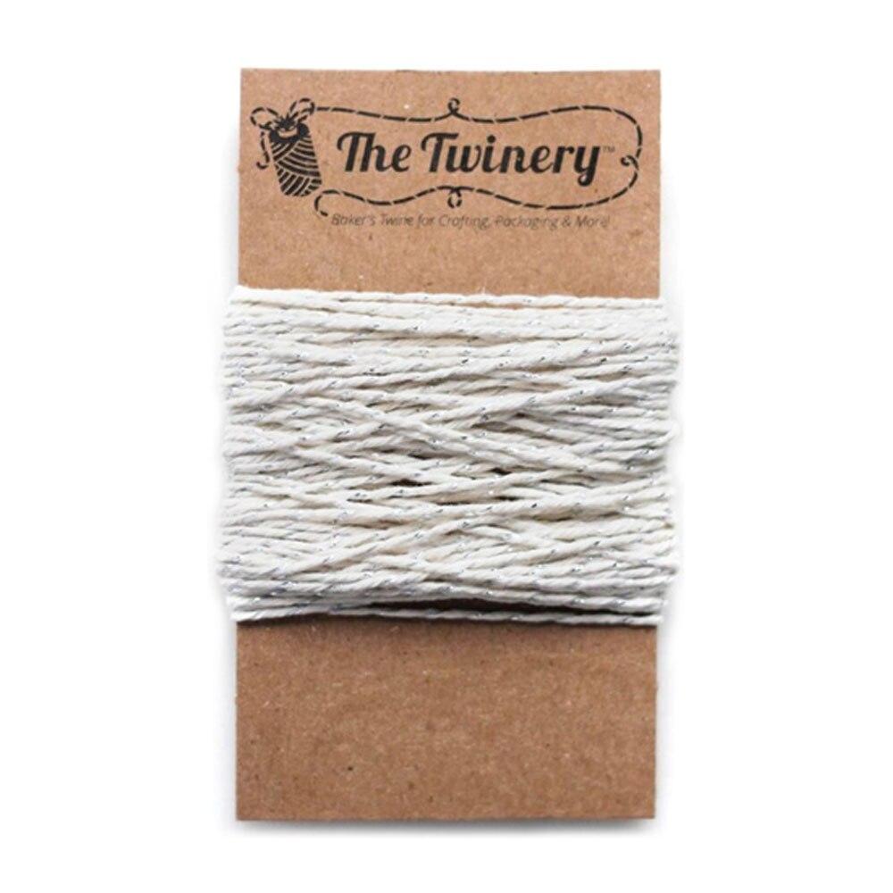 Platinum Silver Shimmer Striped Baker's Twine 15 Yards - PaperLanternStore.com - Paper Lanterns, Decor, Party Lights & More